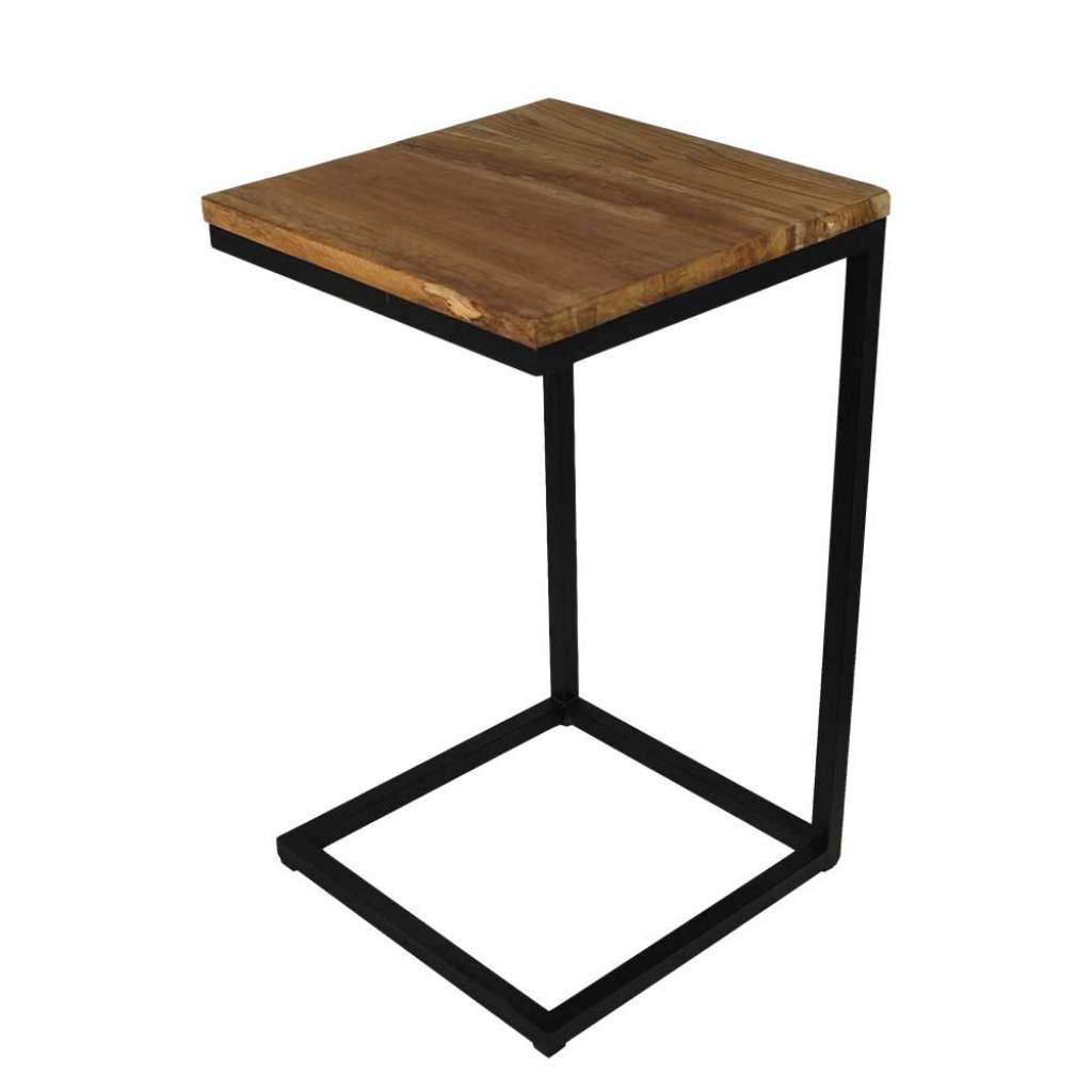 Anstelltisch aus Teak Massivholz und Eisen 35 cm breit