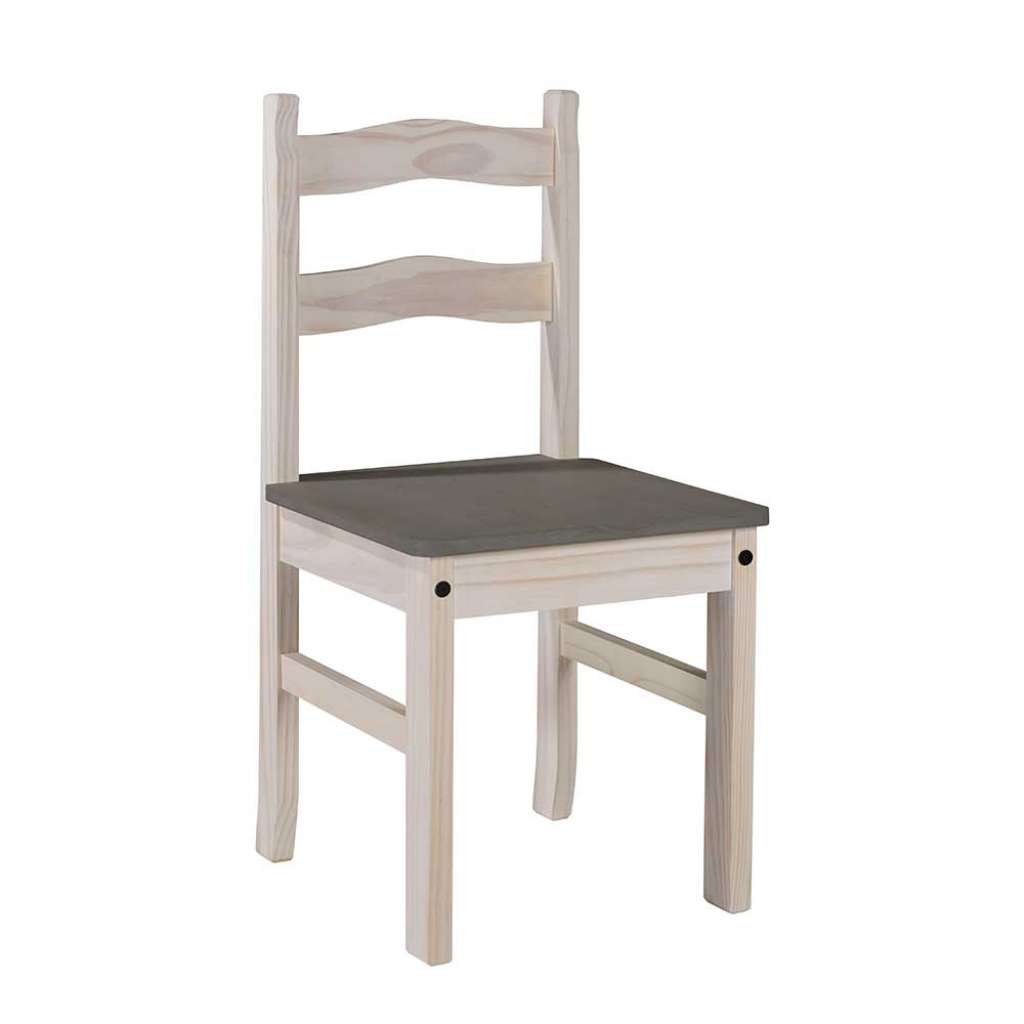 Esszimmerstühle aus Kiefer Massivholz lackiert Weiß und Grau (2er Set)