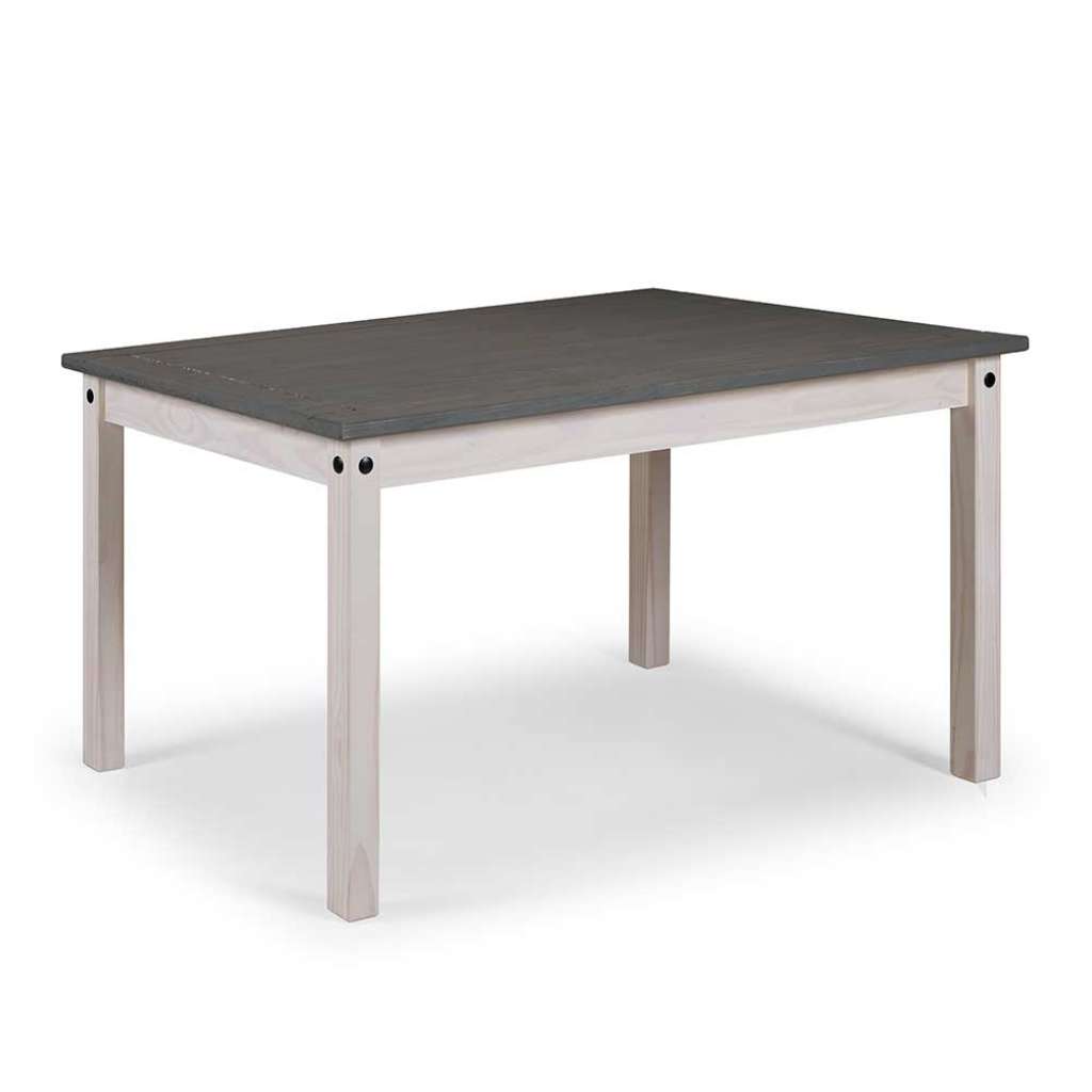 Massivholztisch in Weiß und Grau 140 cm breit