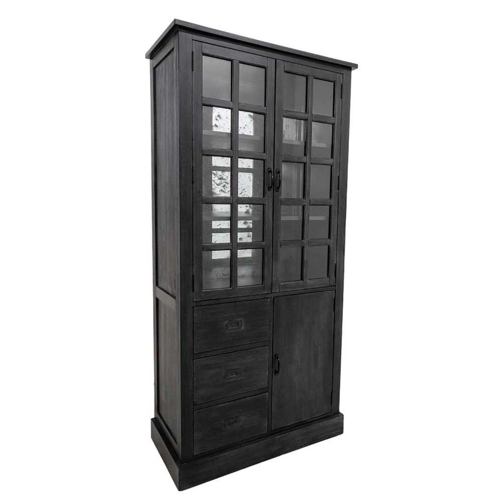 Vitrinenschrank in Schwarz Vintage Design