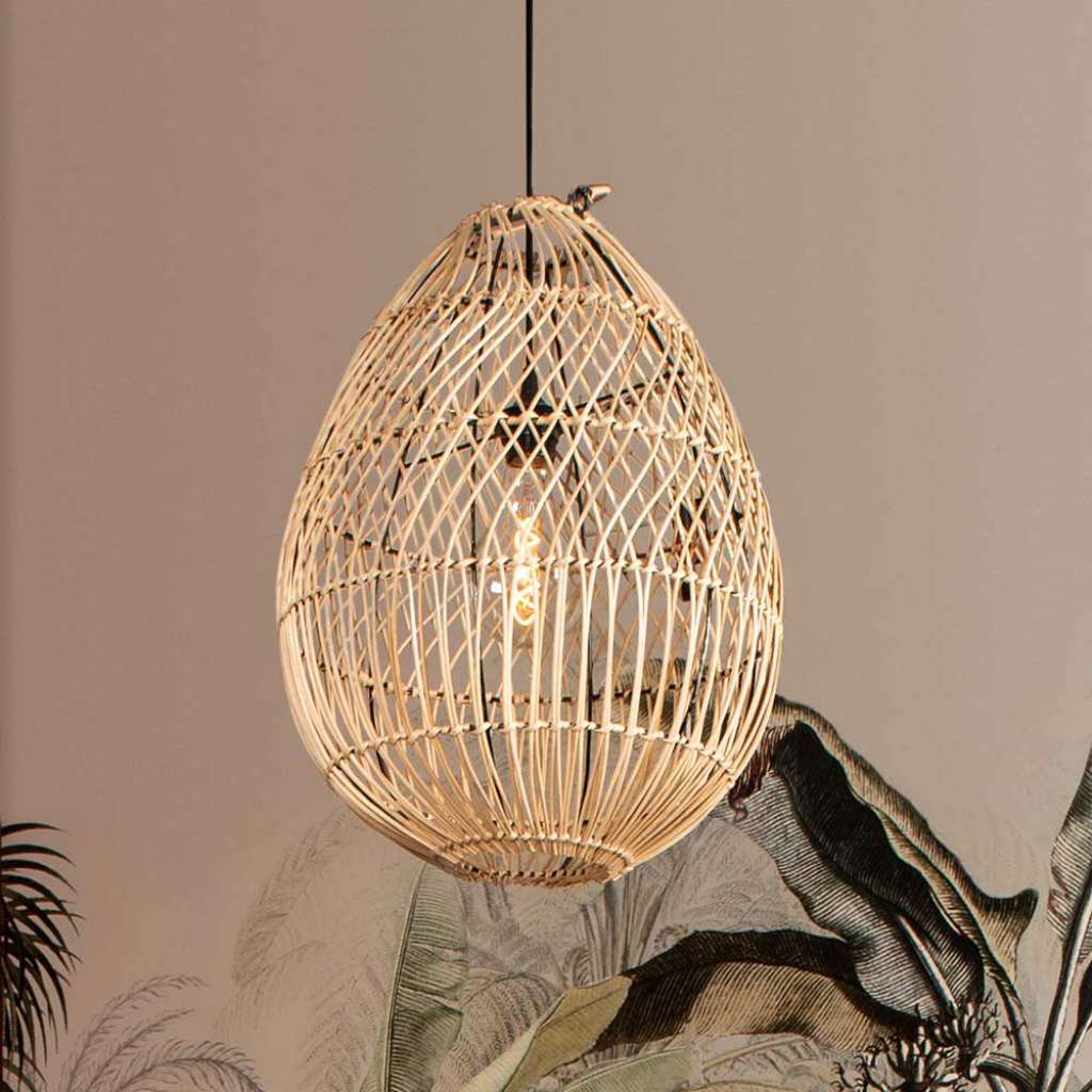 Hängeleuchte aus Rattan Beige