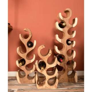 Weinregal Set aus Suar Massivholz Landhausstil (3-teilig)