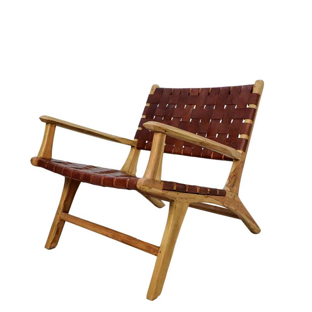 Loungesessel in Cognac Braun Leder Skandi Design