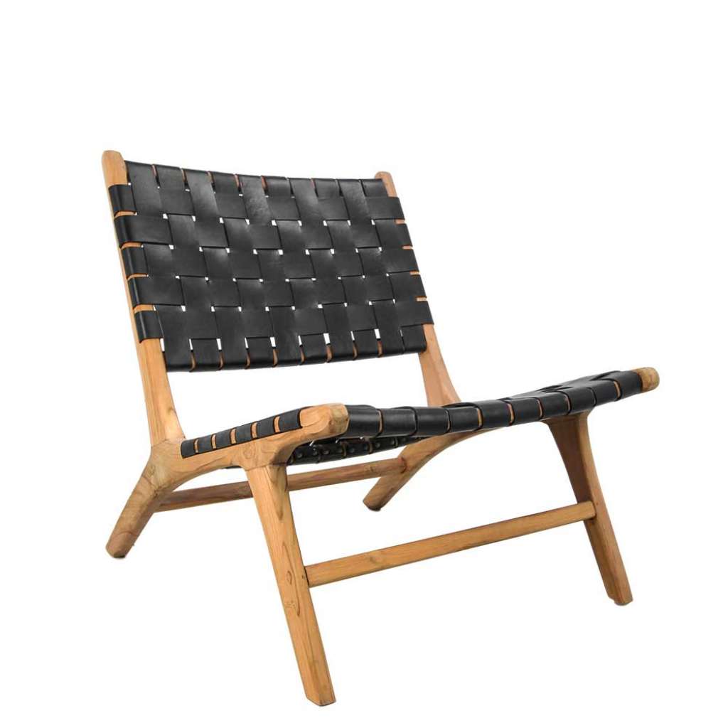Leder Lounge Sessel in Schwarz Skandi Design