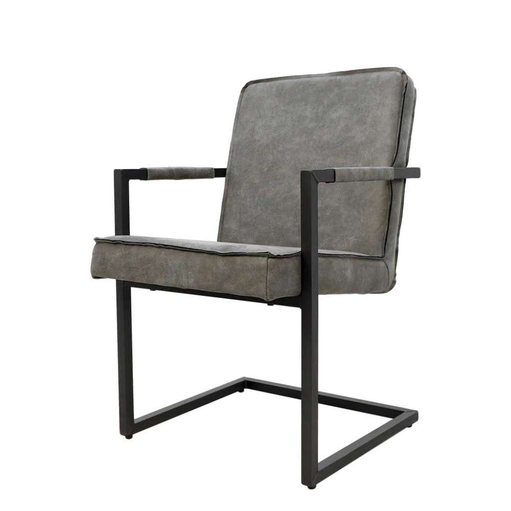 Esszimmerstühle aus Recyclingleder und Metall Armlehnen (2er Set)