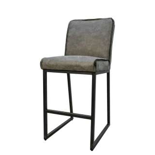 Barhocker in Grau Recyclingleder Lehne