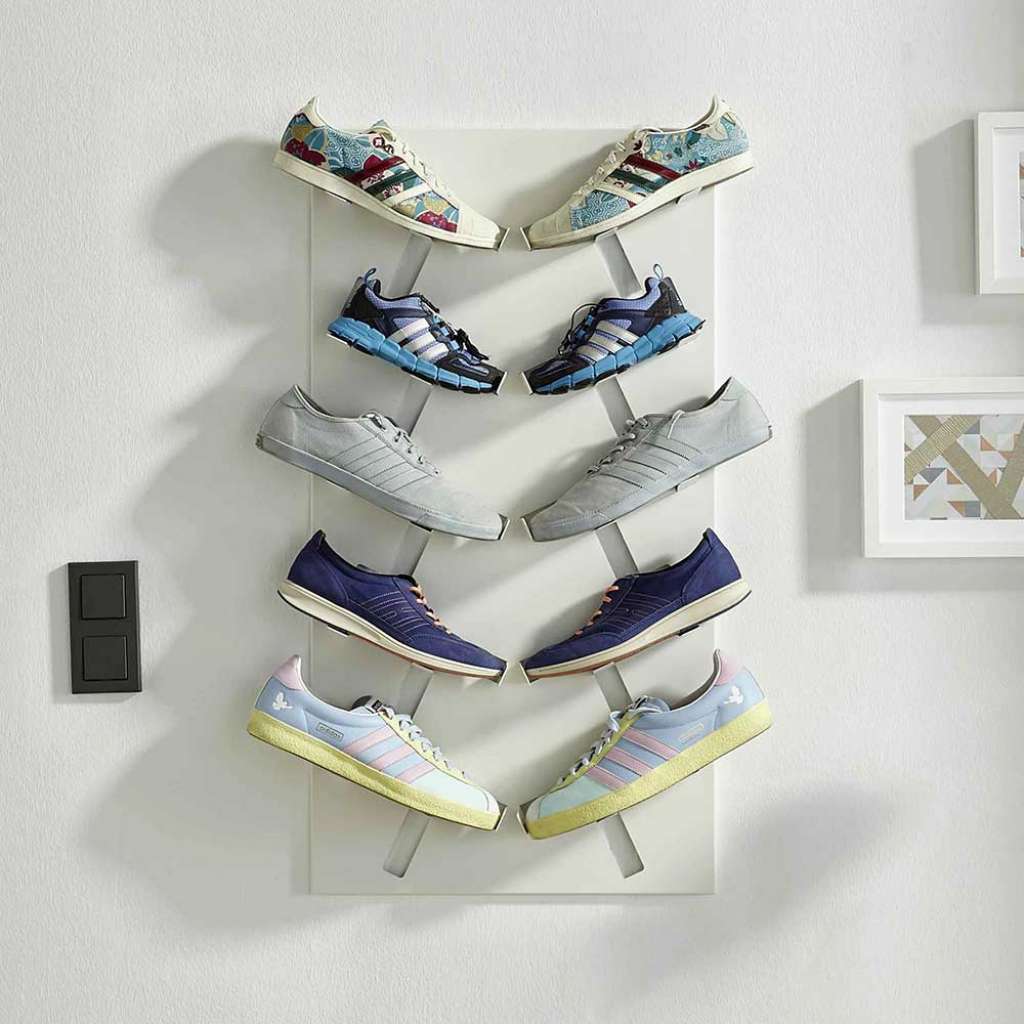 Schuh Wandregal in Weiß modern