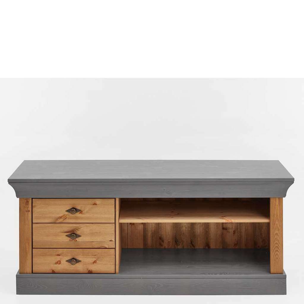 TV Lowboard aus Kiefer teilmassiv drei Schubladen