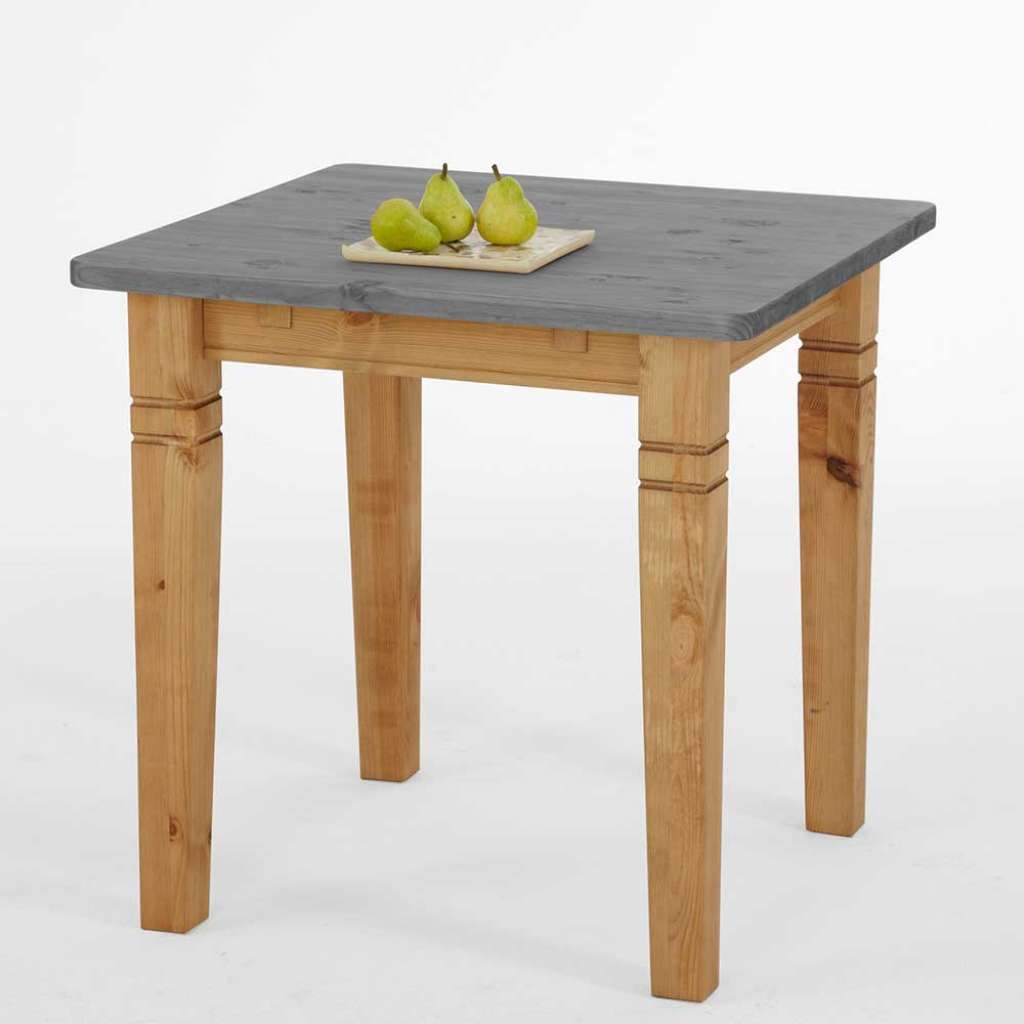 Küchentisch in Grau Kiefer massiv quadratisch