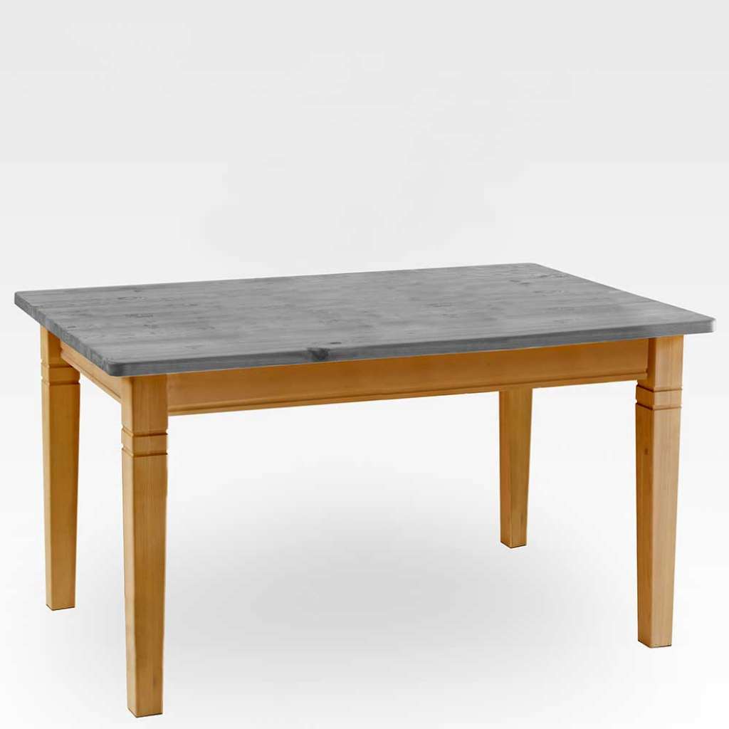Landhaus Tisch aus Kiefer Massivholz grauer Tischplatte