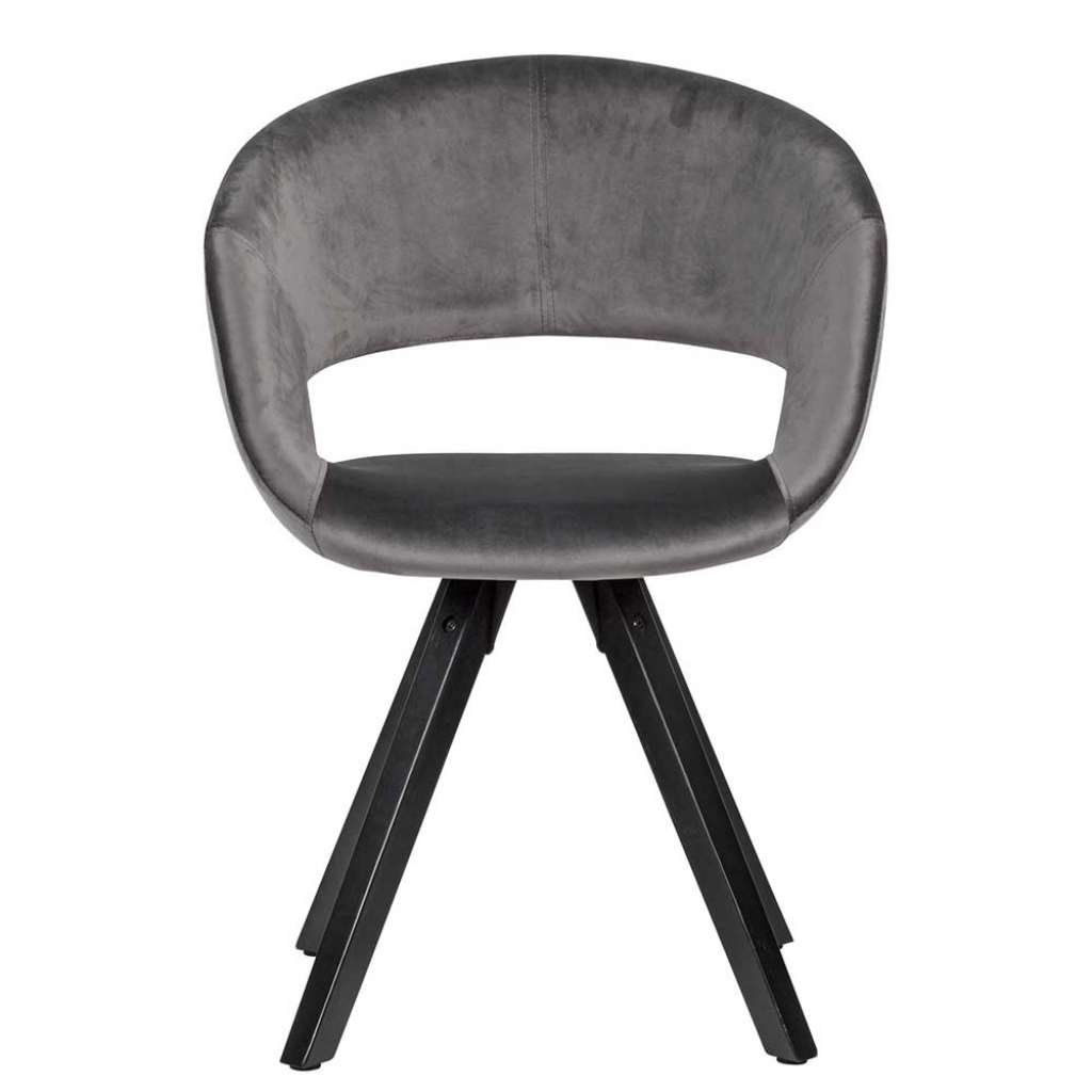 Esszimmer Polsterstuhl in Dunkelgrau Samt 45 cm Sitzhöhe