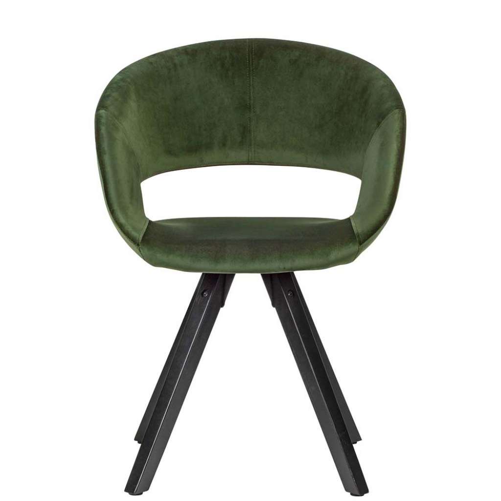 Samt Polsterstuhl in Dunkelgrün Massivholzgestell