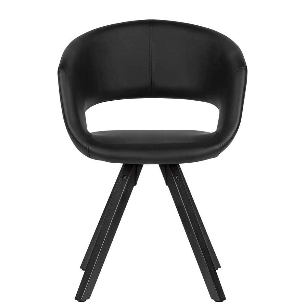 Esstischsessel in Schwarz Kunstleder Massivholzgestell