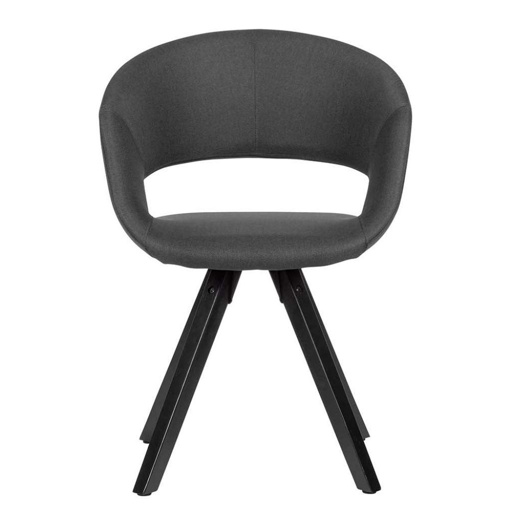 Armlehnstuhl in Schwarz Webstoff Massivholzgestell