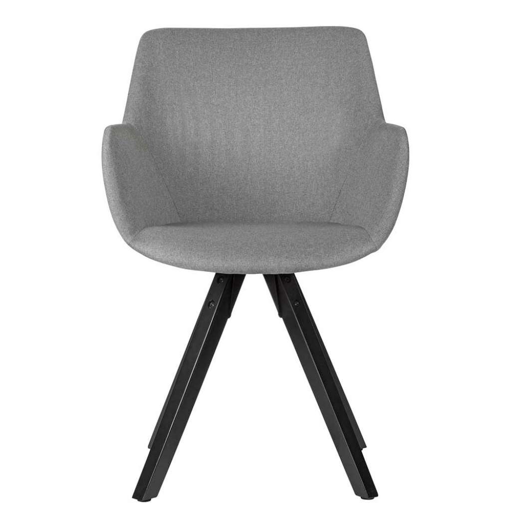 Armlehnstühle in Hellgrau Webstoff Massivholzgestell (2er Set)