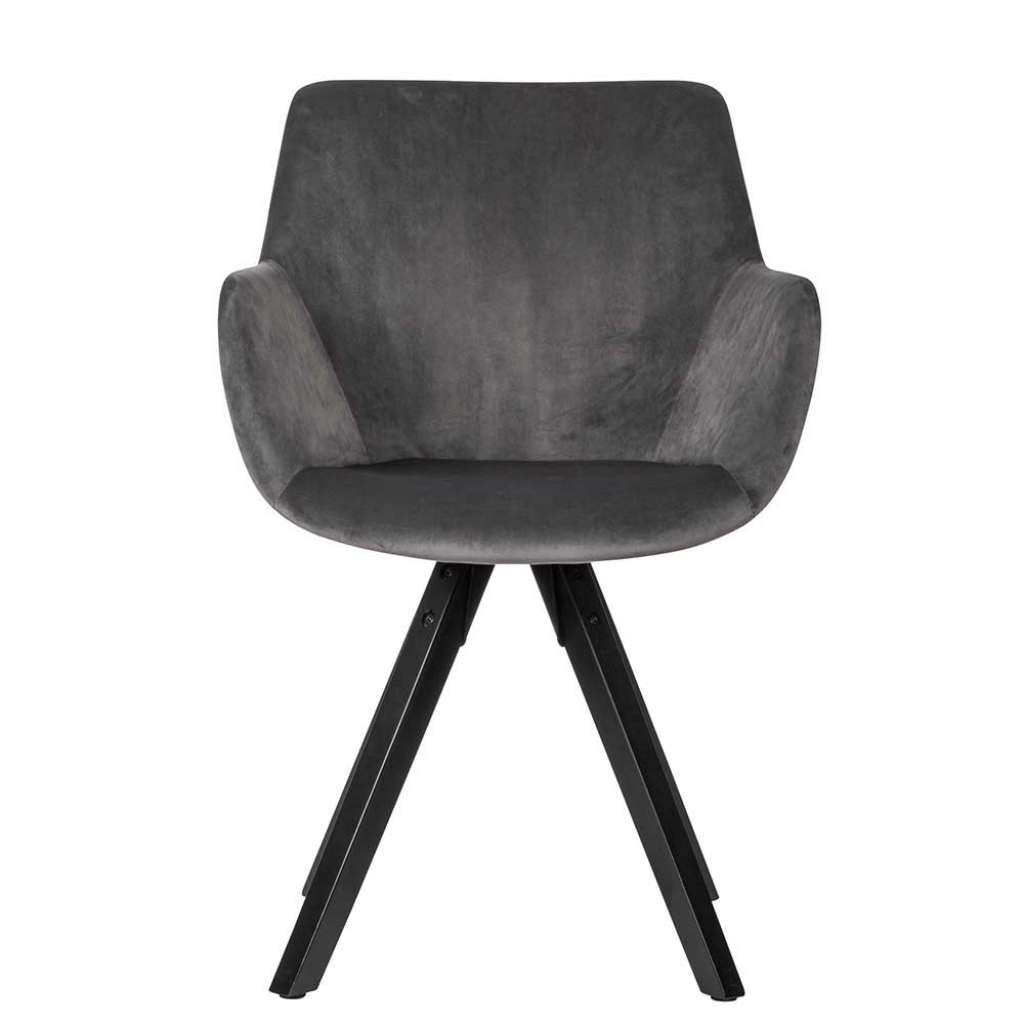 Esszimmerarmstühle in Dunkelgrau Samt Massivholzgestell (2er Set)