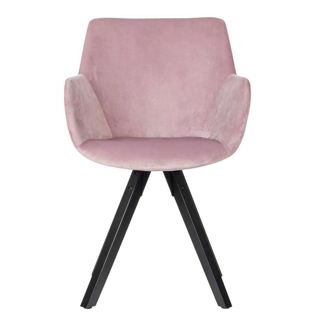 Armlehnen Polsterstühle in Rosa Samt modern (2er Set)