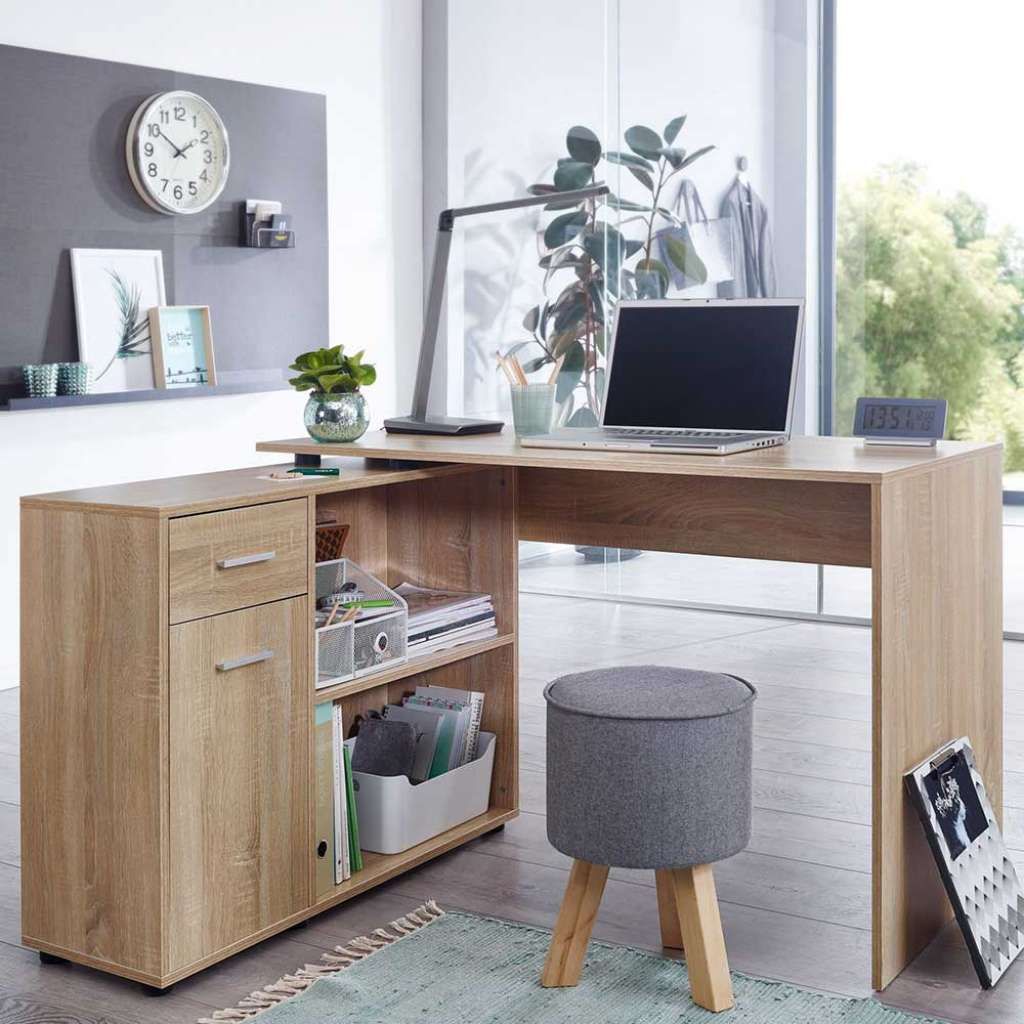 Büroschreibtisch in Sonoma Eiche Seitenregal