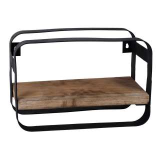 Wandregal aus Massivholz und Metall 20 cm hoch