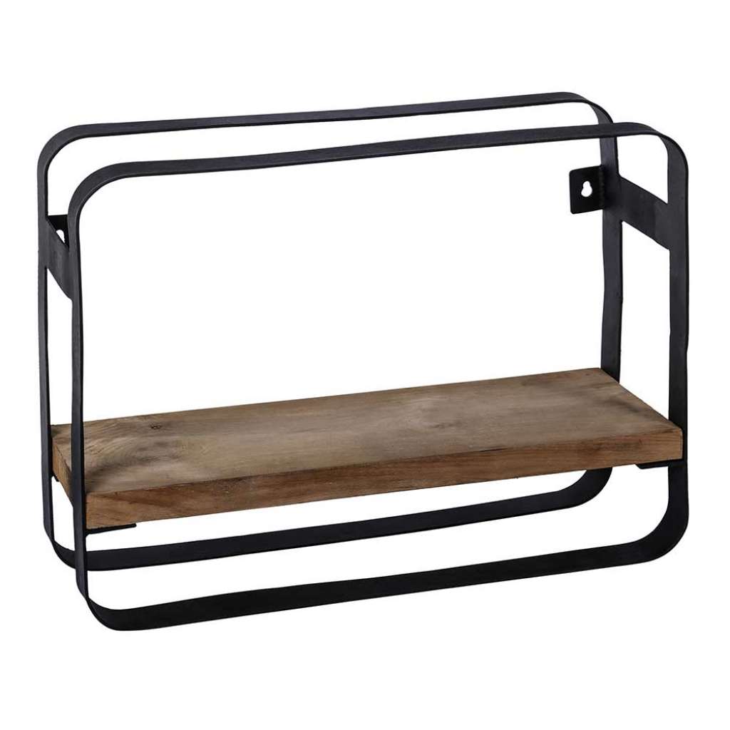 Industry Design Wandregal aus Massivholz und Metall 40 cm breit