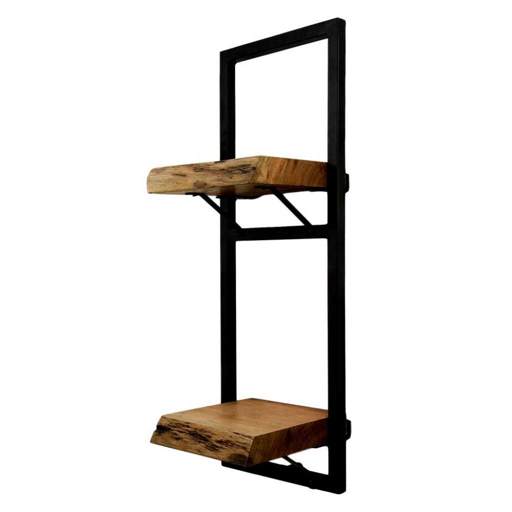 Wandboard aus Akazie Massivholz und Eisen 70 cm hoch