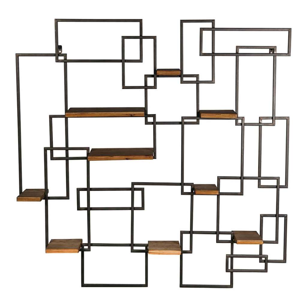 Hängeregal aus Massivholz und Metall 100 cm breit