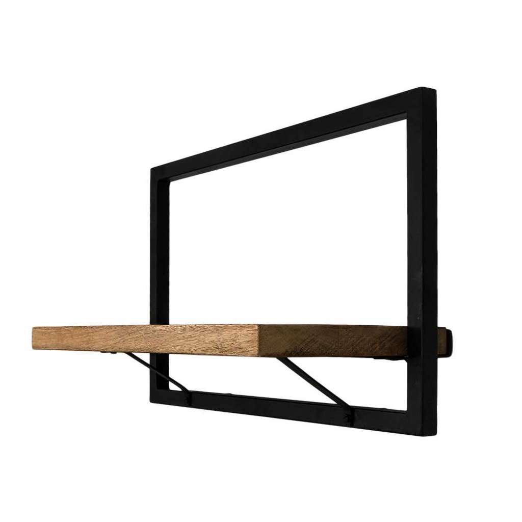 Wandregal aus Mangobaum Massivholz und Eisen Loft Design