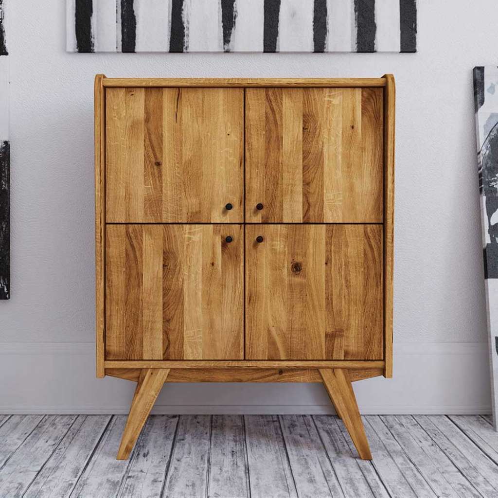 Holzkommode aus Wildeiche Massivholz Retrostil