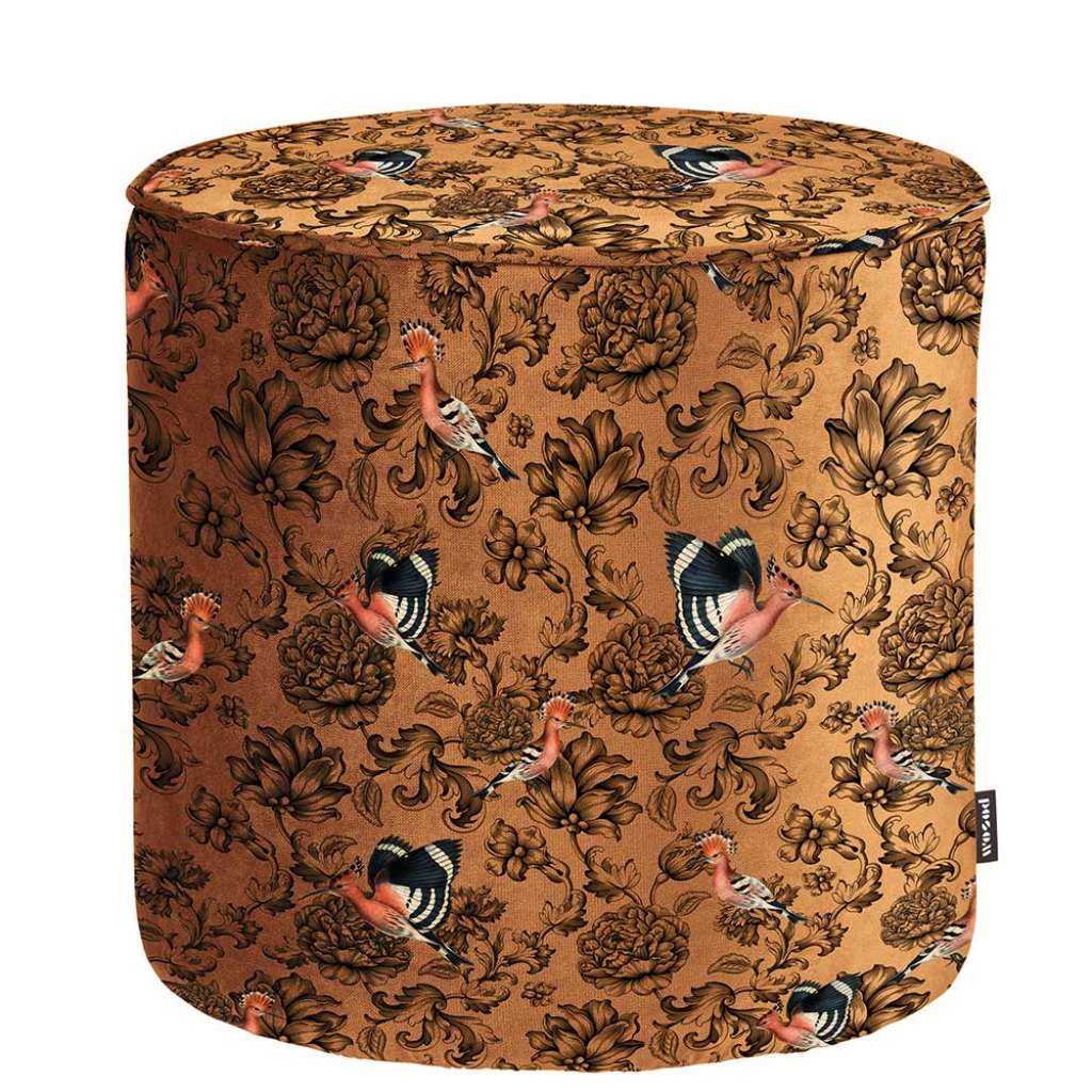Design Pouf mit Vogel Motiven Retrostil