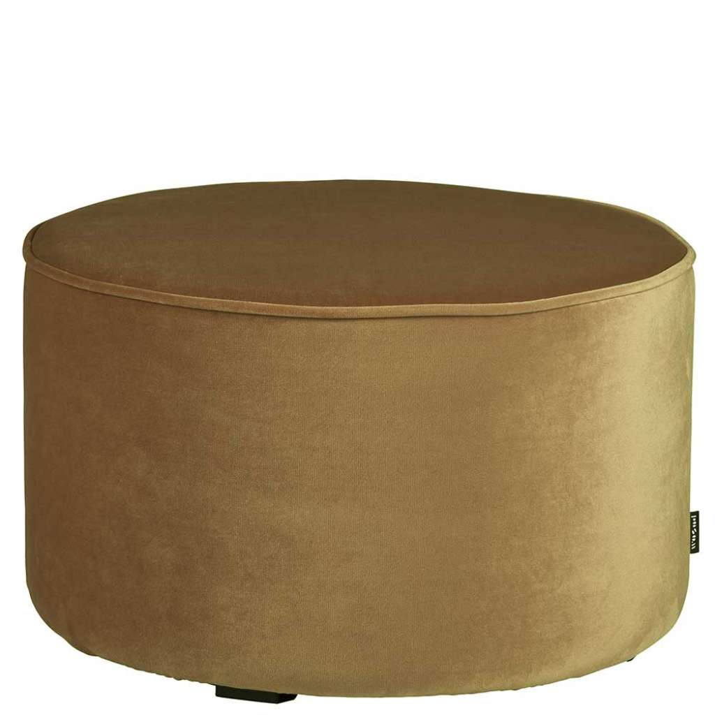 Sitzpouf in Khaki Samt rund