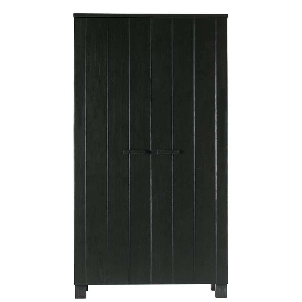 Vollholzschrank in Schwarz Kiefer Massivholz