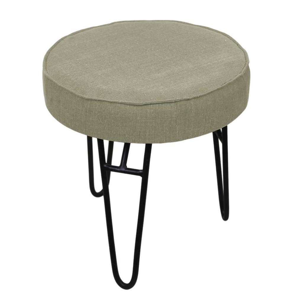 Hocker in Khaki Webstoff 45 cm Sitzhöhe