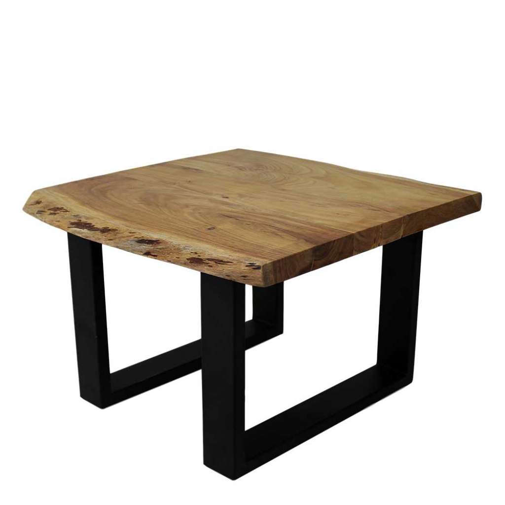 Sofatisch aus Akazie Massivholz und Eisen 40 cm hoch