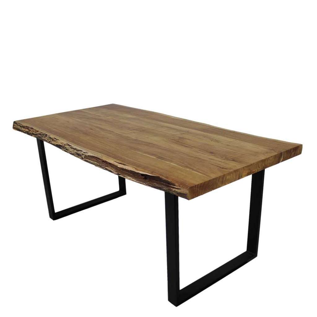 Holzesstisch aus Akazie Massivholz und Eisen Loft Design