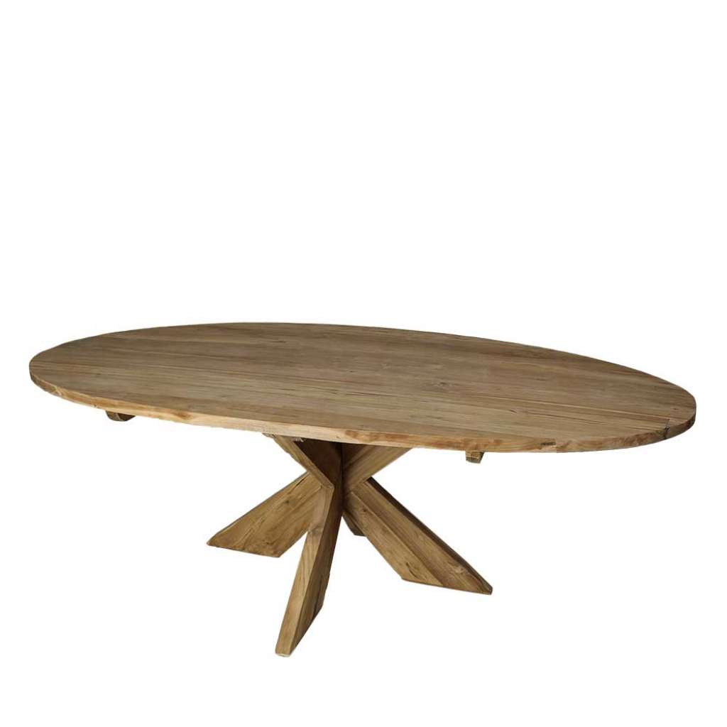 Esszimmertisch aus Teak Massivholz oval