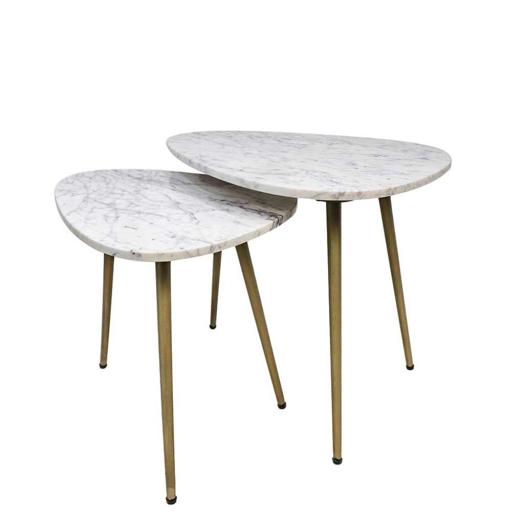 Sofa Beistelltische im Retrostil Marmor Tischplatte (2-teilig)