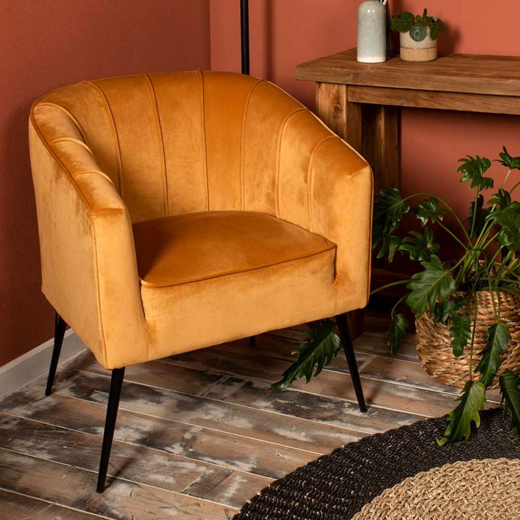 Retro Sessel in Gelb Velours