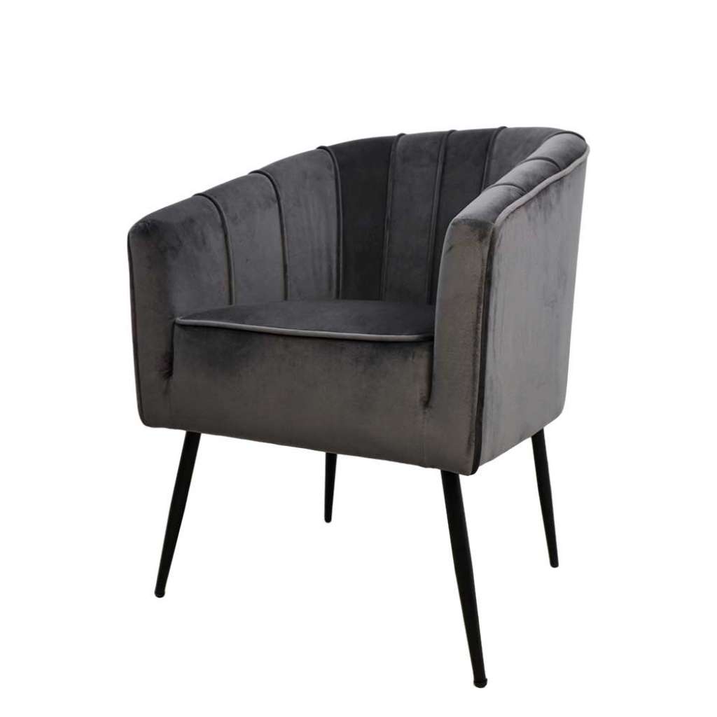 Sessel in Dunkelgrau Velours Retro Design