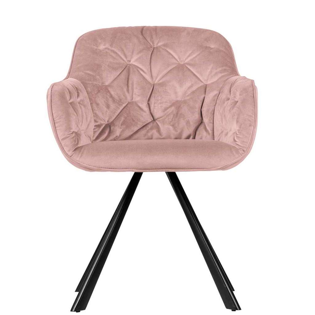 Esszimmer Polsterstuhl in Rosa Samt Armlehnen