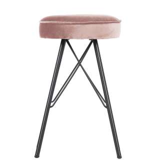 Design Hocker in Rosa Samt rund (2er Set)