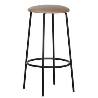 Samt Barhocker in Grau rund (2er Set)