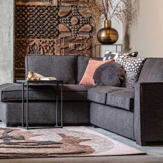 Polsterecke in Dunkelgrau Webstoff Skandi Design