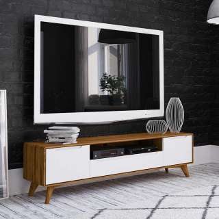 TV Board in Weiß und Wildeiche 180 cm breit