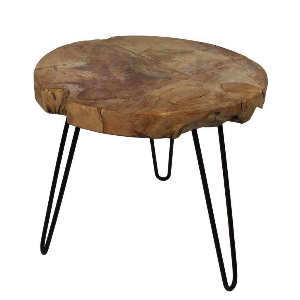 Wurzelholz Beistelltisch aus Teak Massivholz 55 cm breit