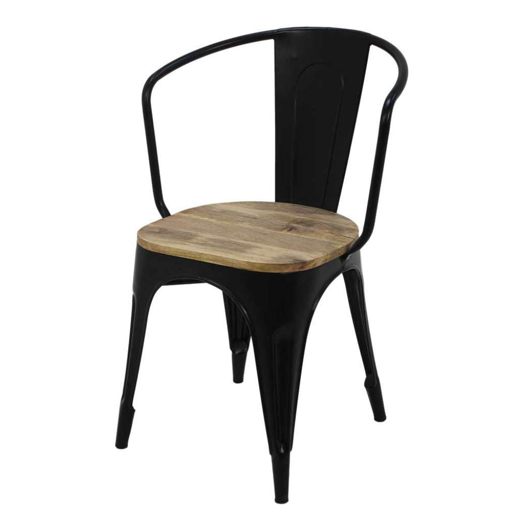 Esstisch Stühle aus Mangobaum Massivholz und Eisen 45 cm Sitzhöhe (4er Set)