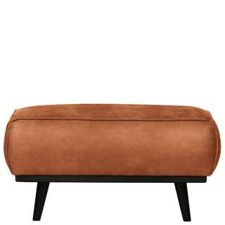 Polsterhocker in Cognac Braun Recyclingleder 80 cm breit