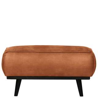 Polsterhocker in Cognac Braun Recyclingleder 80 cm breit