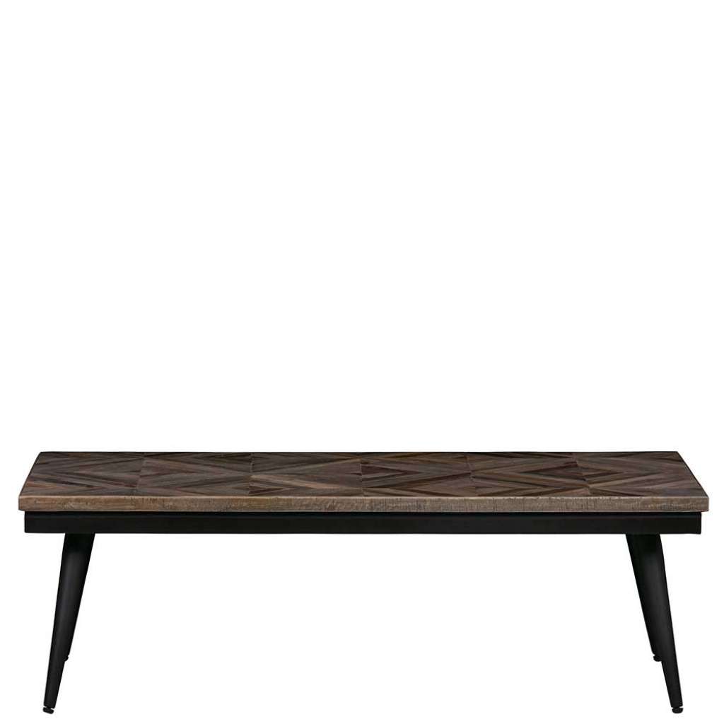 Salontisch aus Teak Recyclingholz und Eisen 120 cm breit