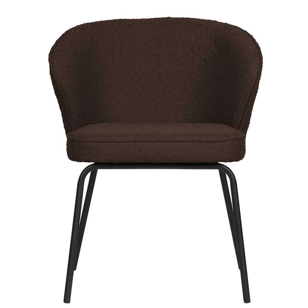 Esszimmer Polsterstühle in Dunkelbraun Boucle Stoff Metallgestell (2er Set)