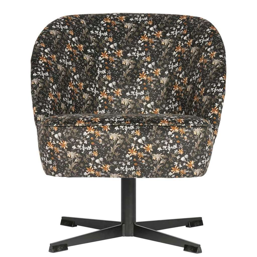 Drehbarer Polstersessel mit Blumen Motiven Retrostil